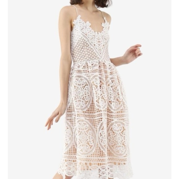Chicwish White Lace Midi Dress - Picture 2 of 9